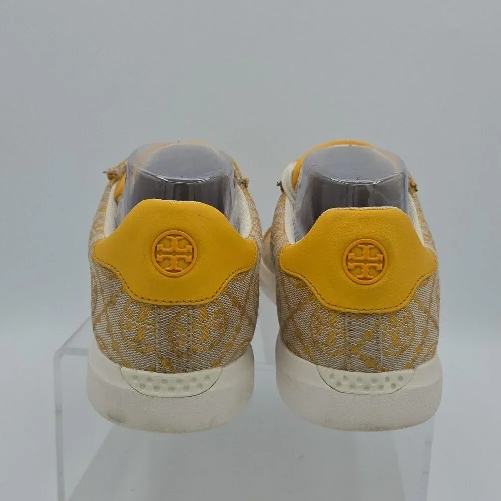 Tory Burch T Monogram Howell Sneaker Goldfinch Jacquard Calf Leather SZ 9
